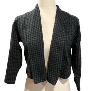 Lauren Ralph Lauren Lambswool Houndstooth Bolero Sweater Grey Roll collar Medium